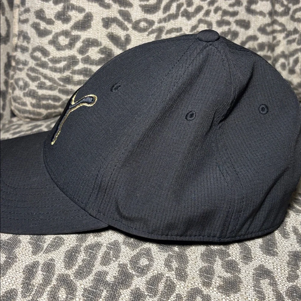 Puma black and gold logo ballcap stretch fit elastic hat fitted ballcap large/xl